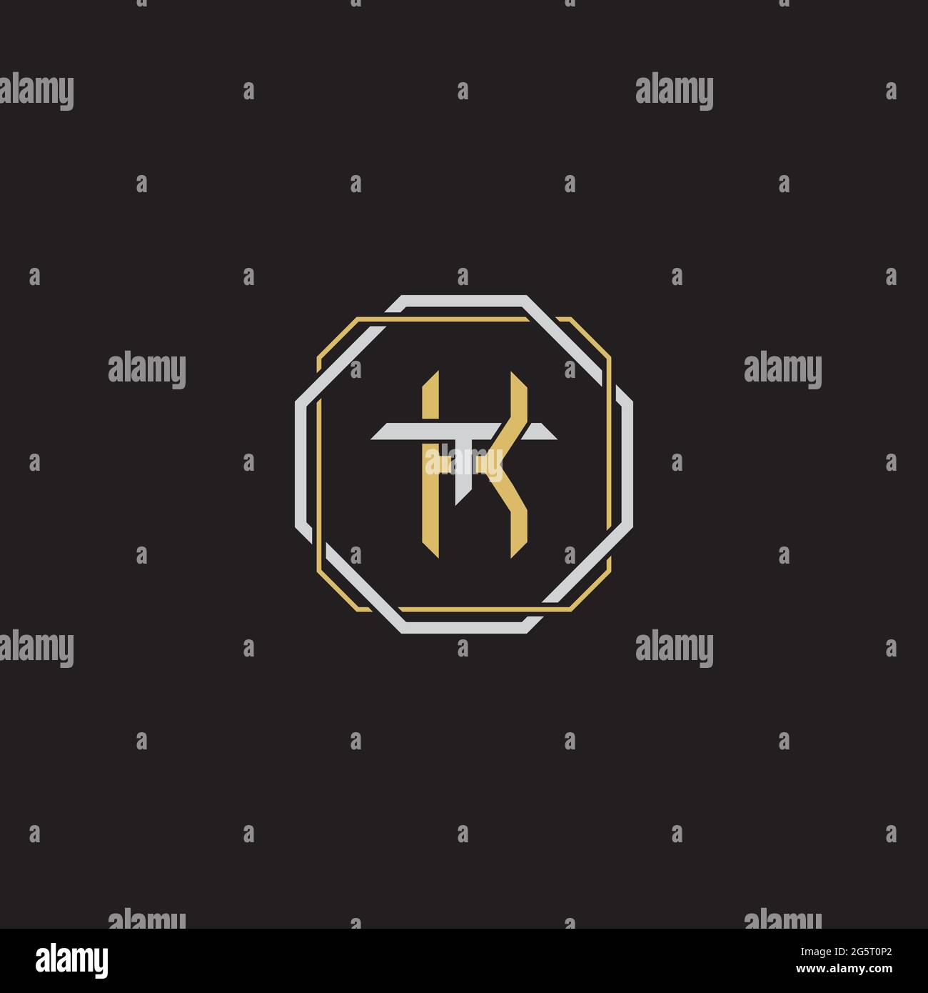 Initial letter overlapping interlock logo monogram line art style isolated on black background template Stock Vector