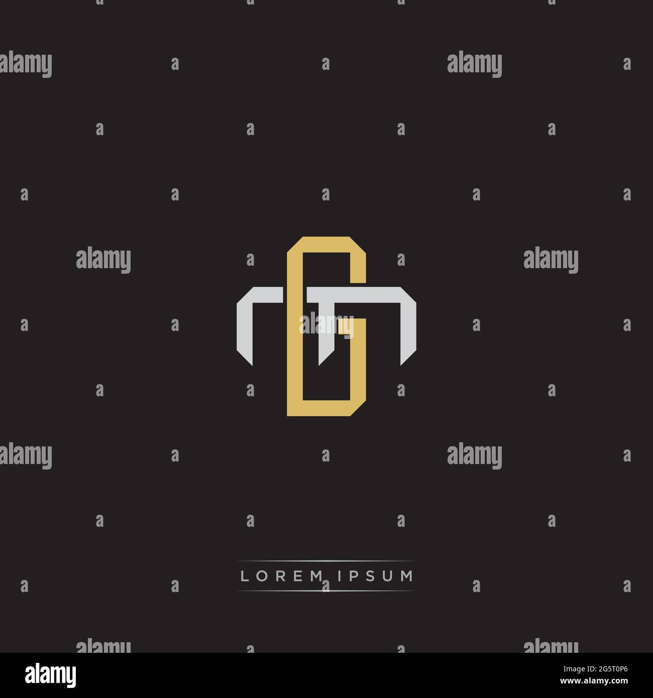 Initial letter overlapping interlock logo monogram line art style isolated on black background template Stock Vector