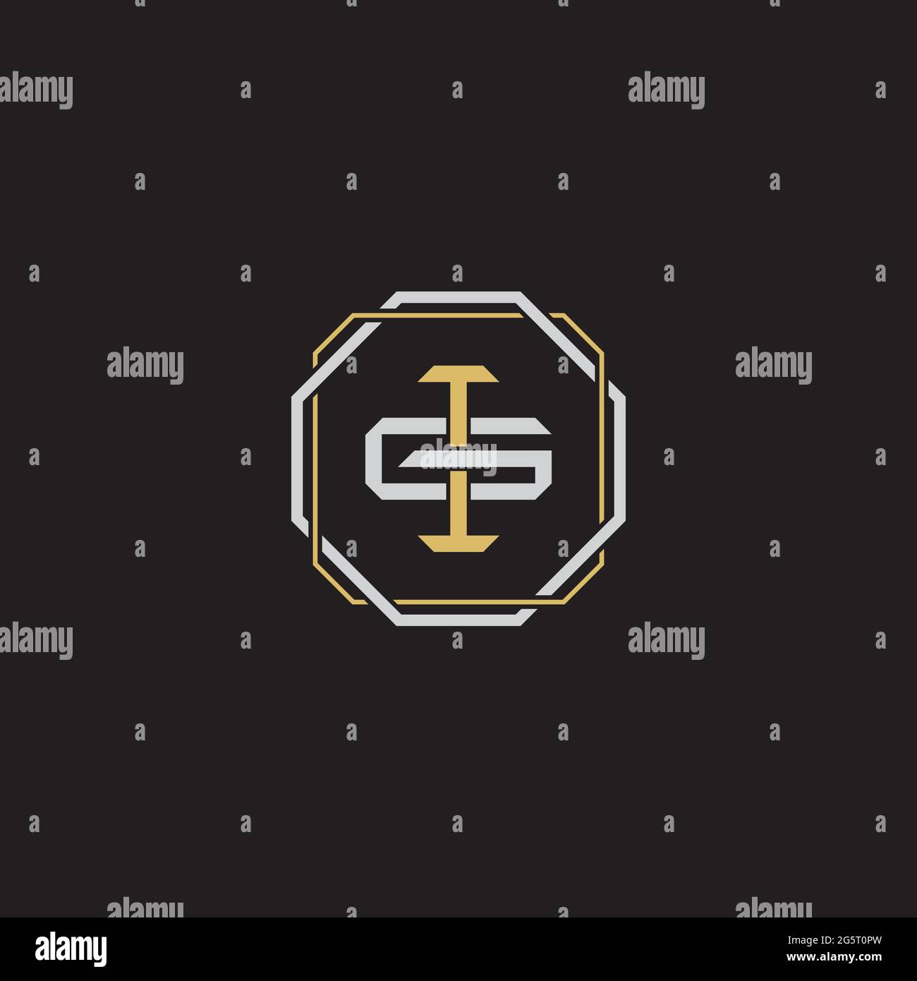 Initial letter overlapping interlock logo monogram line art style isolated on black background template Stock Vector