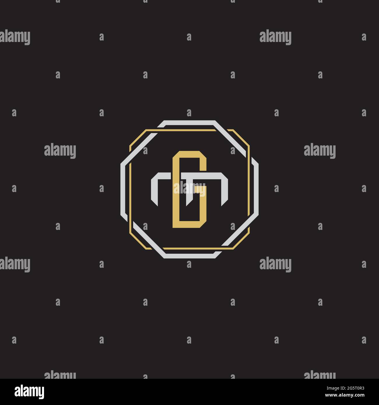 Initial letter overlapping interlock logo monogram line art style isolated on black background template Stock Vector