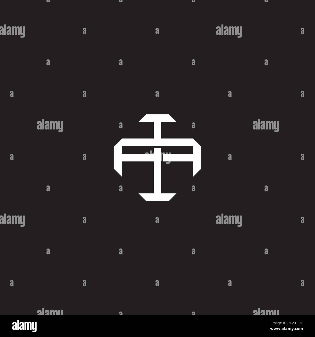 Initial letter overlapping interlock logo monogram line art style isolated on black background template Stock Vector