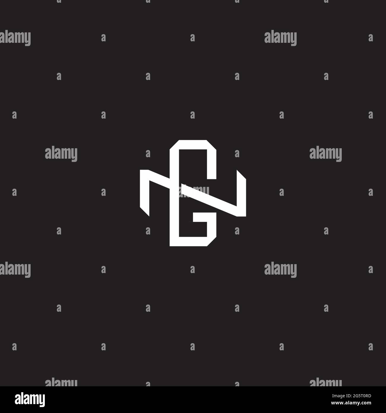 Initial letter overlapping interlock logo monogram line art style isolated on black background template Stock Vector