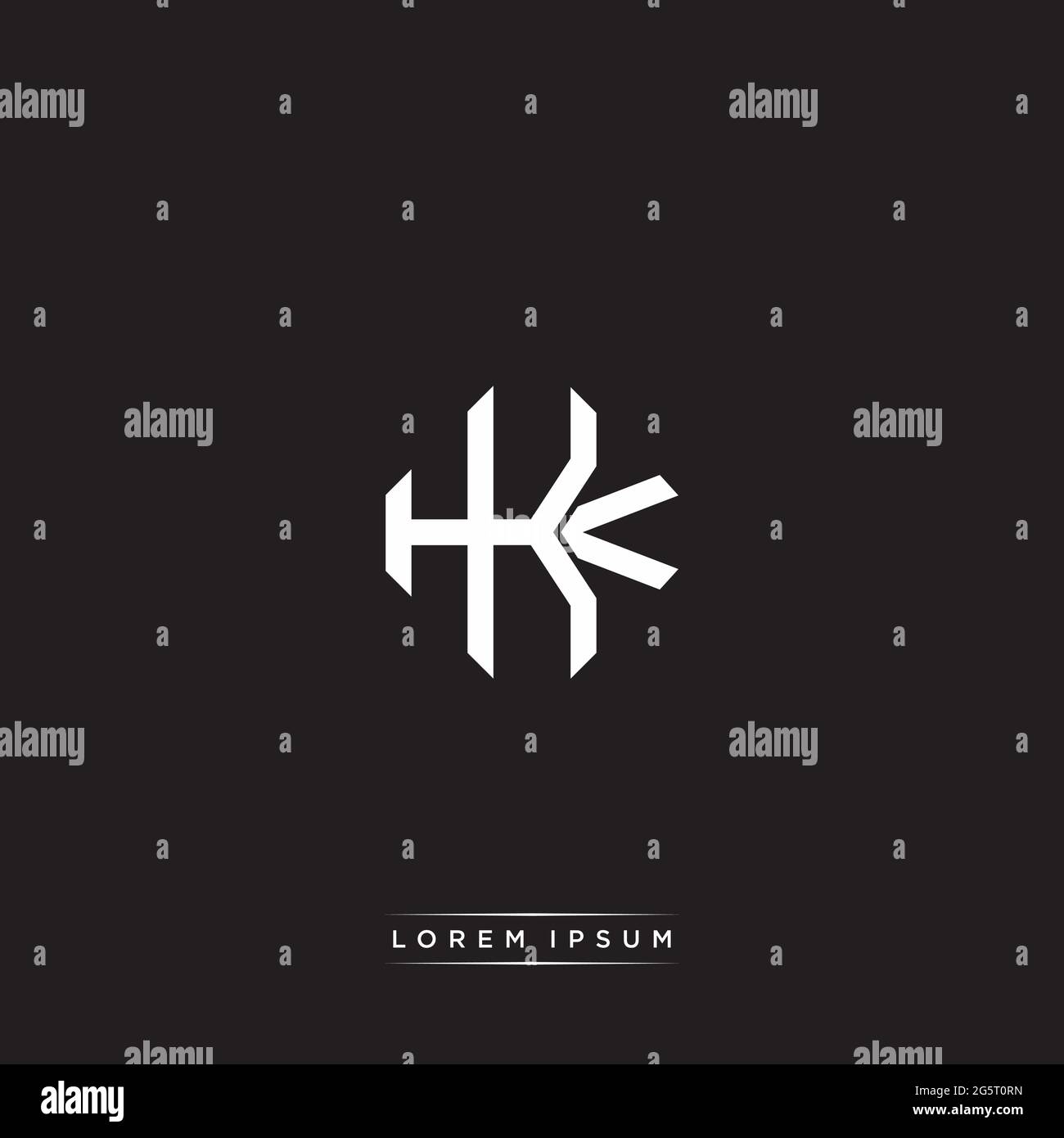 Initial letter overlapping interlock logo monogram line art style isolated on black background template Stock Vector