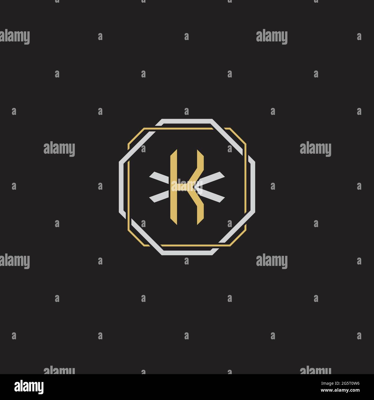 Initial letter overlapping interlock logo monogram line art style isolated on black background template Stock Vector