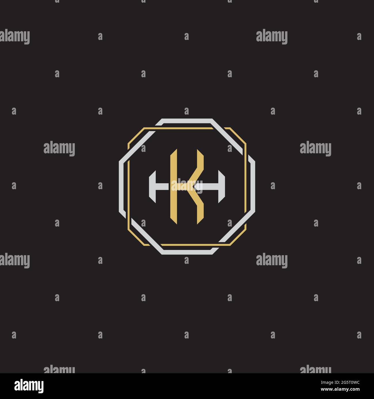 Initial letter overlapping interlock logo monogram line art style isolated on black background template Stock Vector