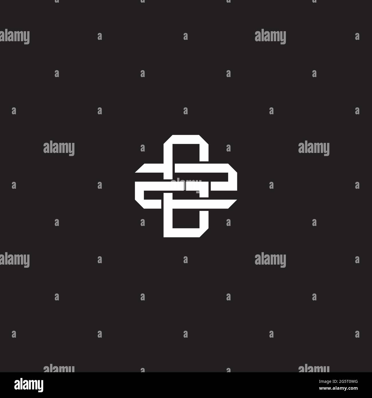 Initial letter overlapping interlock logo monogram line art style isolated on black background template Stock Vector