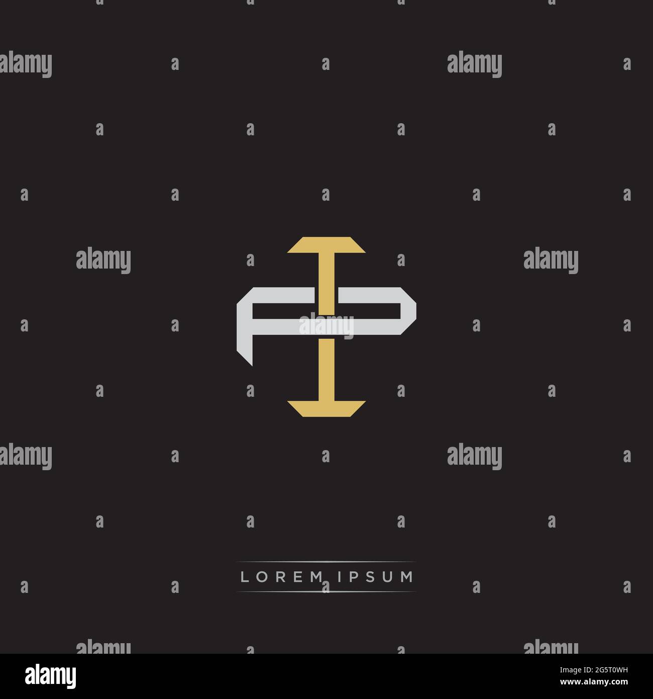 Initial letter overlapping interlock logo monogram line art style isolated on black background template Stock Vector
