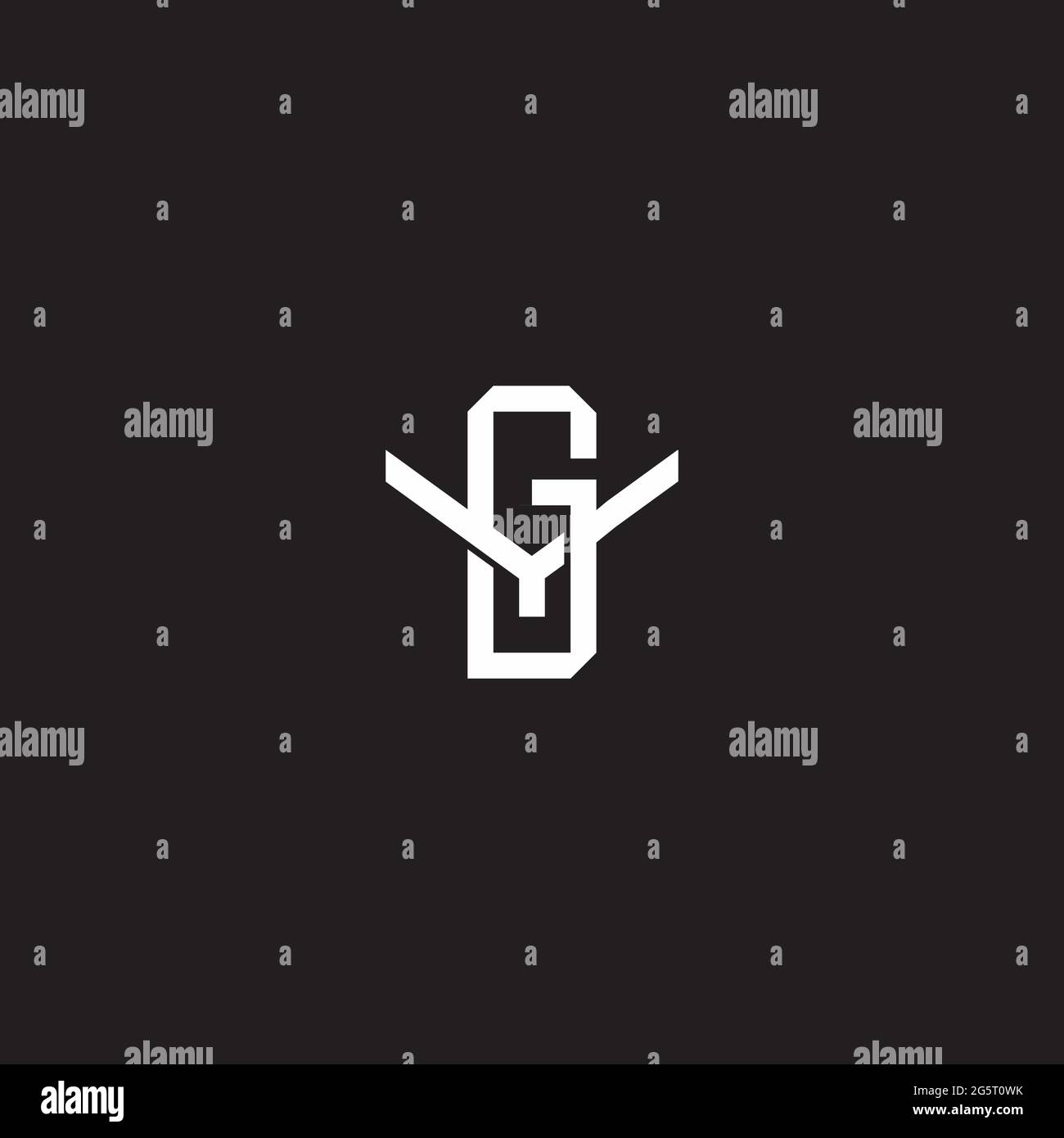 Initial letter overlapping interlock logo monogram line art style isolated on black background template Stock Vector