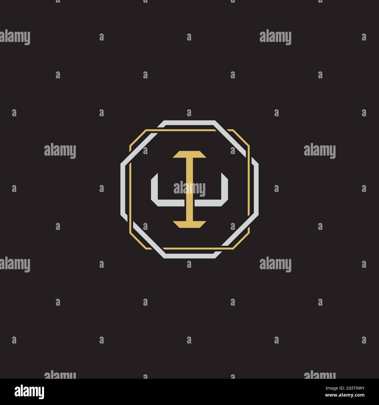 Initial letter overlapping interlock logo monogram line art style isolated on black background template Stock Vector
