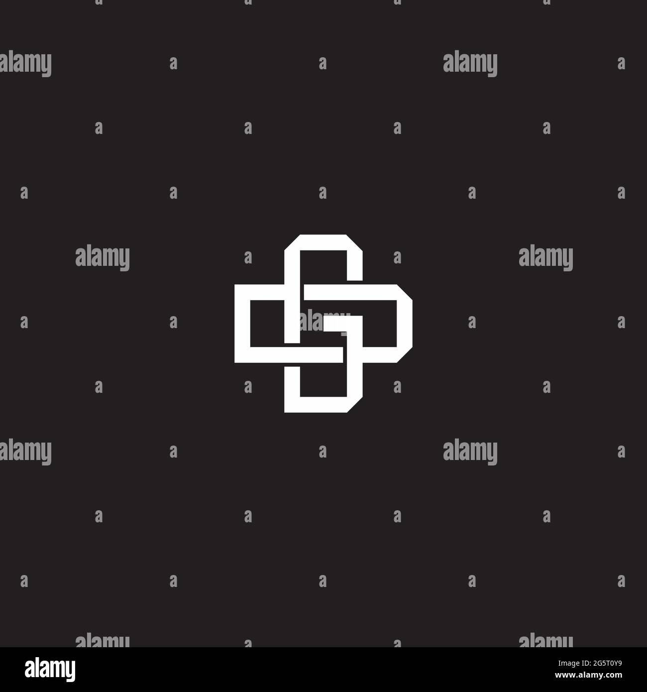Initial letter overlapping interlock logo monogram line art style isolated on black background template Stock Vector