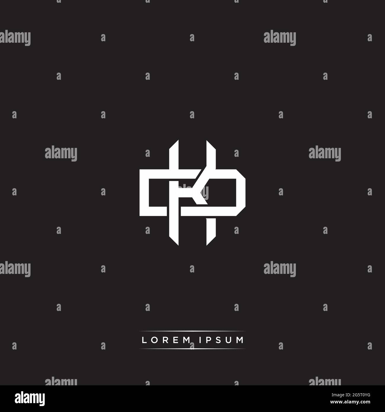 Initial letter overlapping interlock logo monogram line art style isolated on black background template Stock Vector