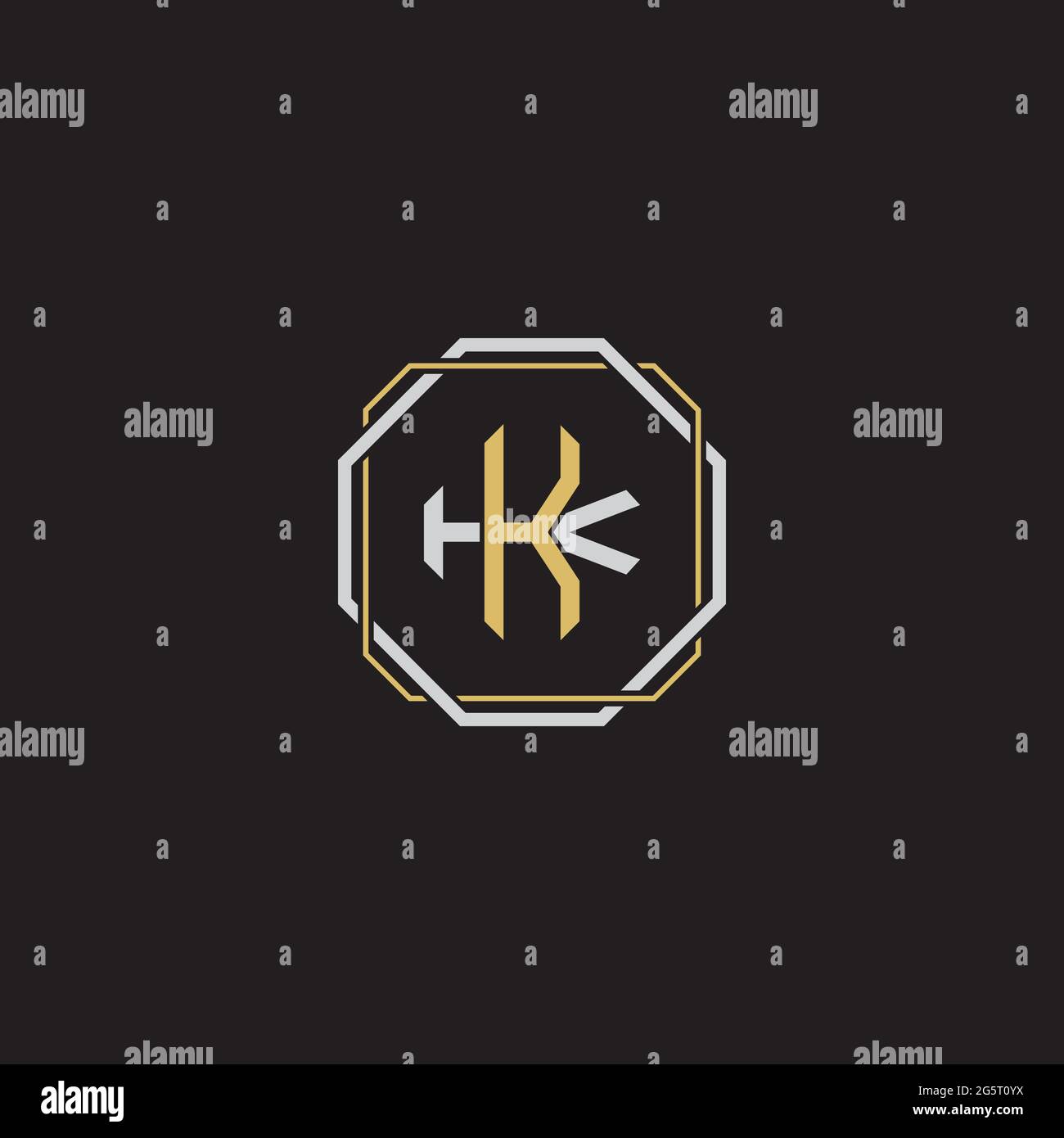 Initial letter overlapping interlock logo monogram line art style isolated on black background template Stock Vector