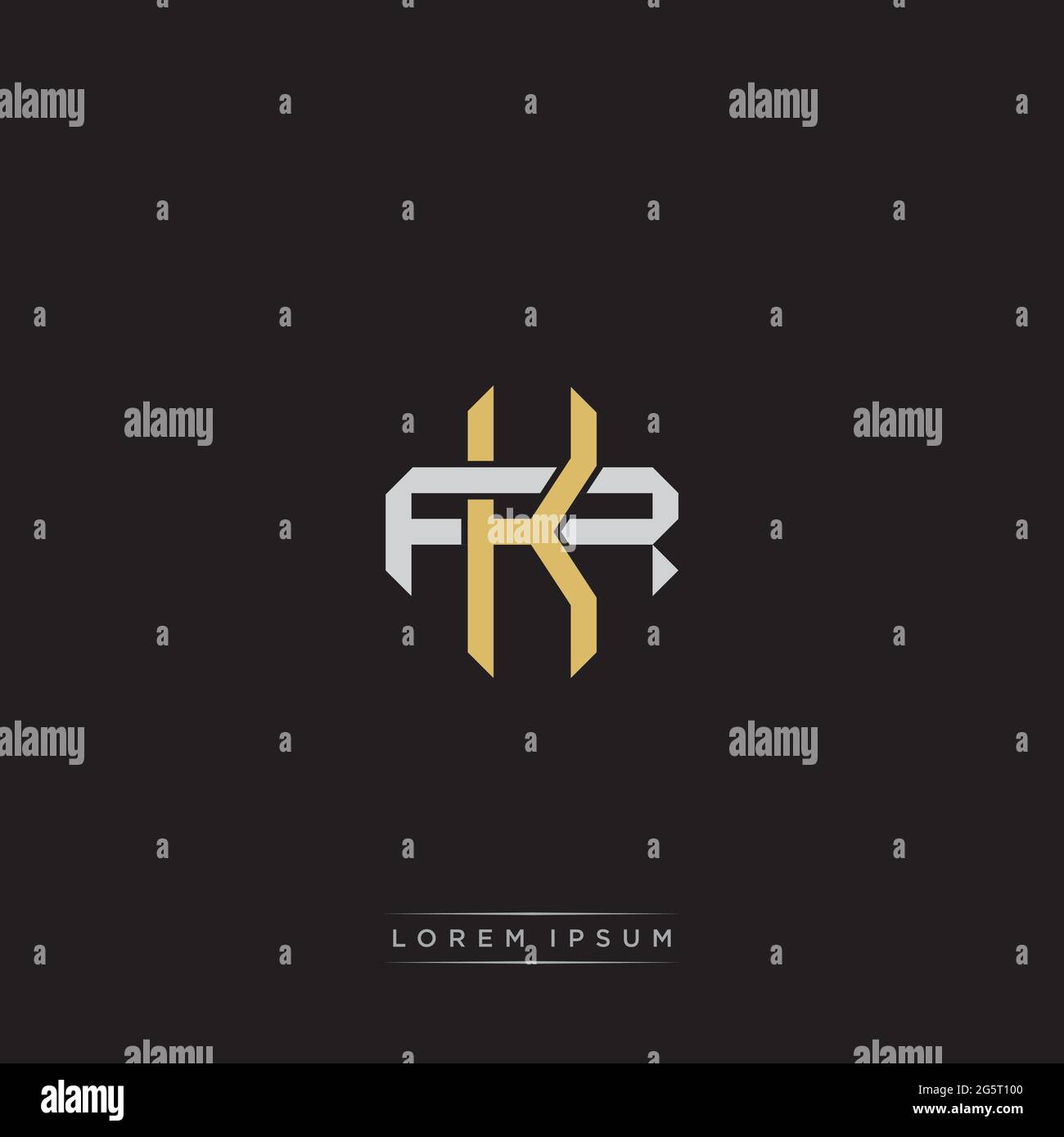 Initial letter overlapping interlock logo monogram line art style isolated on black background template Stock Vector