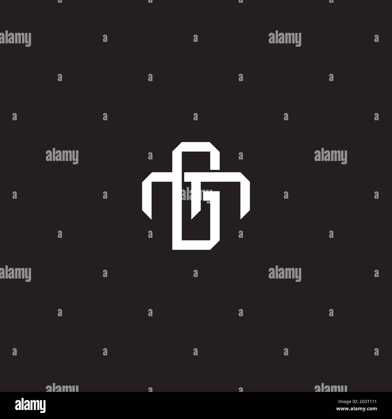 Initial letter overlapping interlock logo monogram line art style isolated on black background template Stock Vector