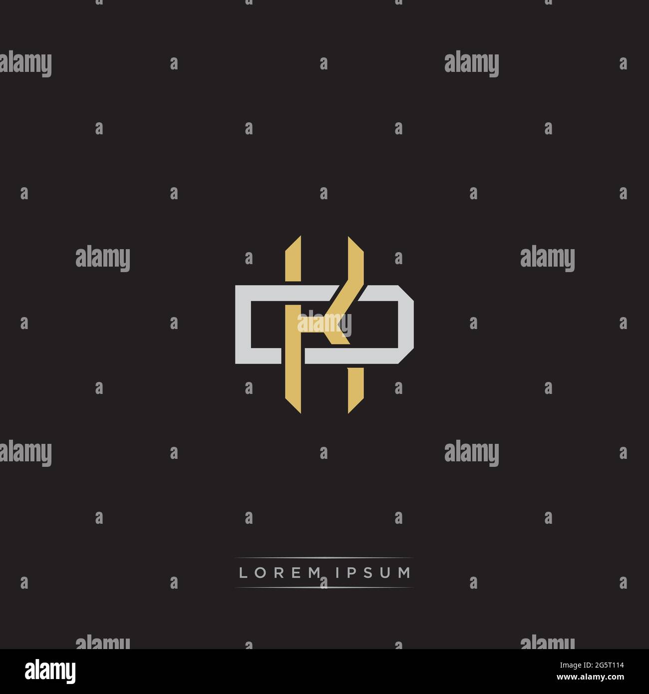 Initial letter overlapping interlock logo monogram line art style isolated on black background template Stock Vector