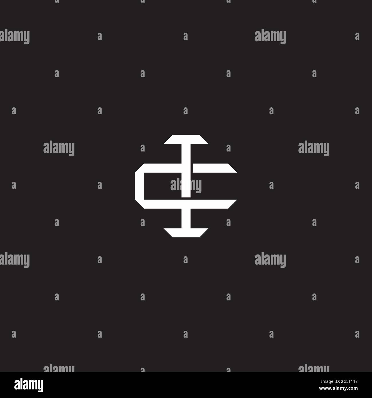 Initial letter overlapping interlock logo monogram line art style isolated on black background template Stock Vector