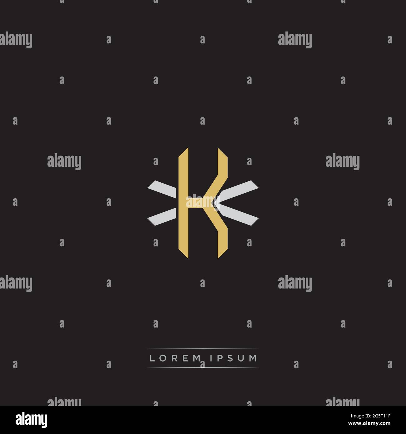 Initial letter overlapping interlock logo monogram line art style isolated on black background template Stock Vector