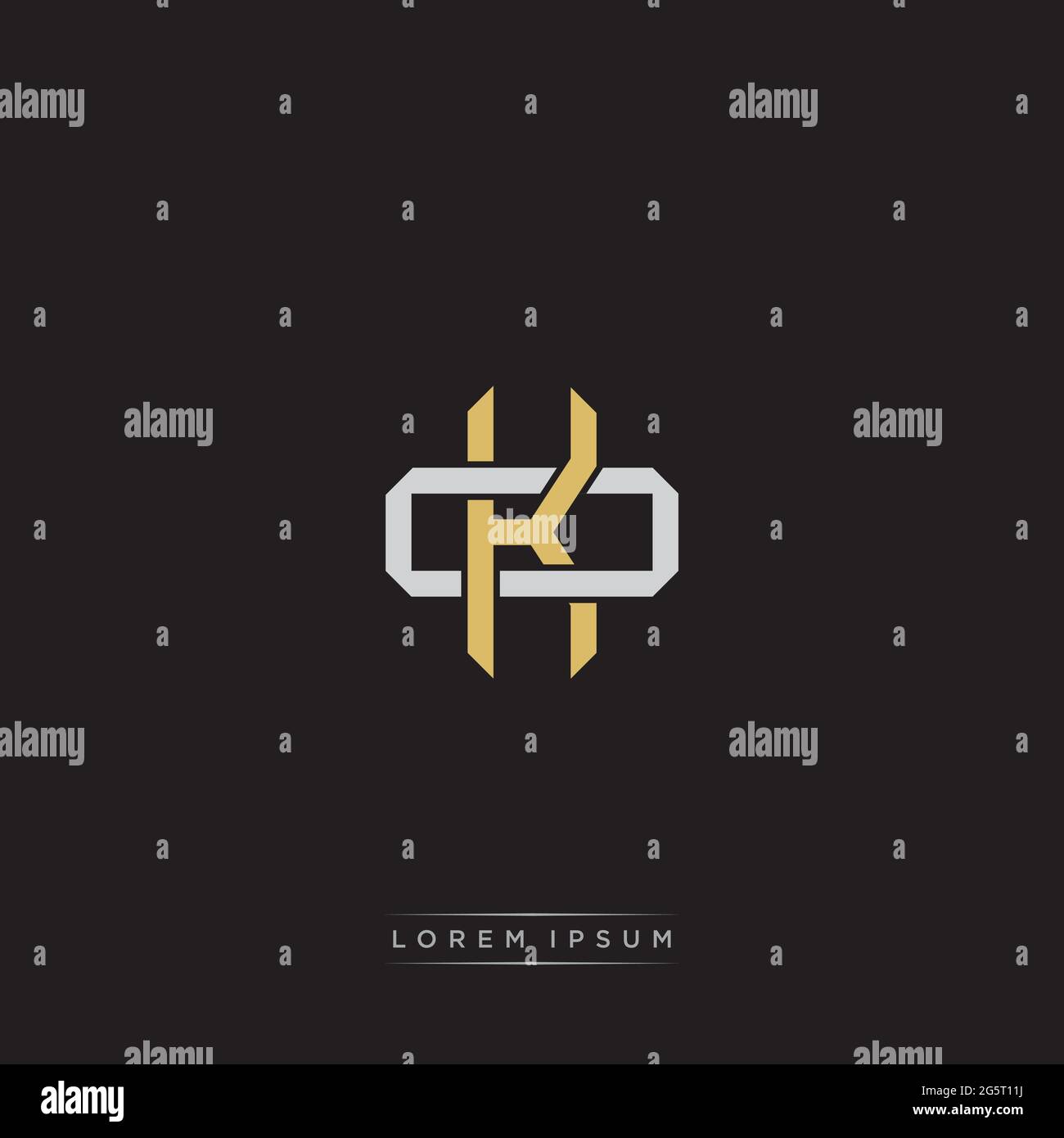 Initial letter overlapping interlock logo monogram line art style isolated on black background template Stock Vector
