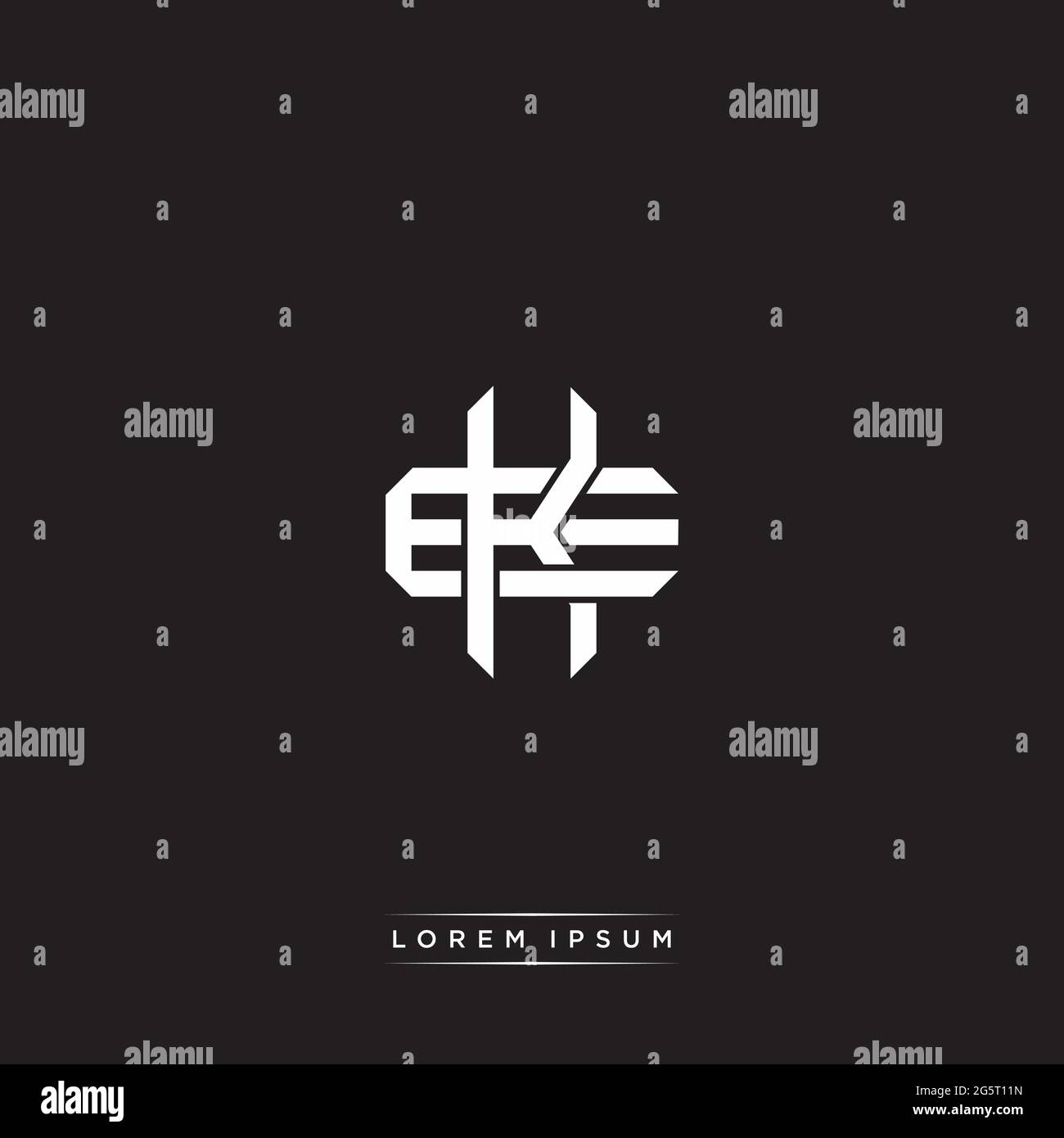 Initial letter overlapping interlock logo monogram line art style isolated on black background template Stock Vector