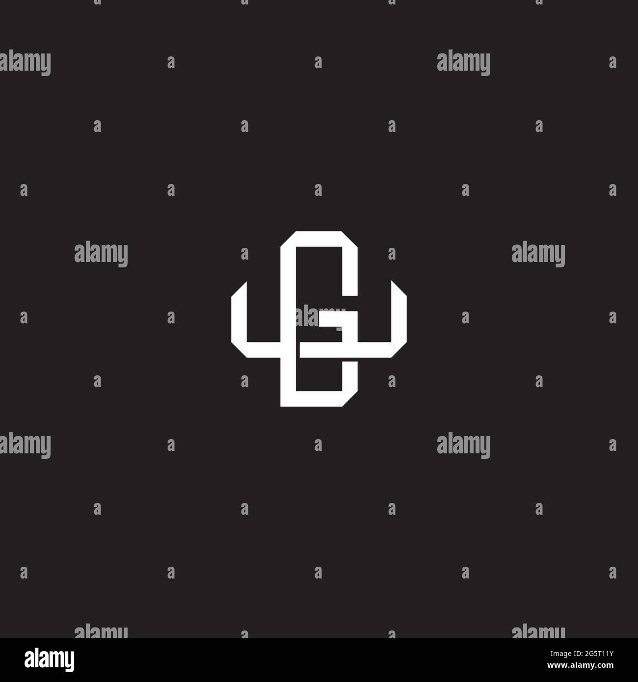 Initial letter overlapping interlock logo monogram line art style isolated on black background template Stock Vector