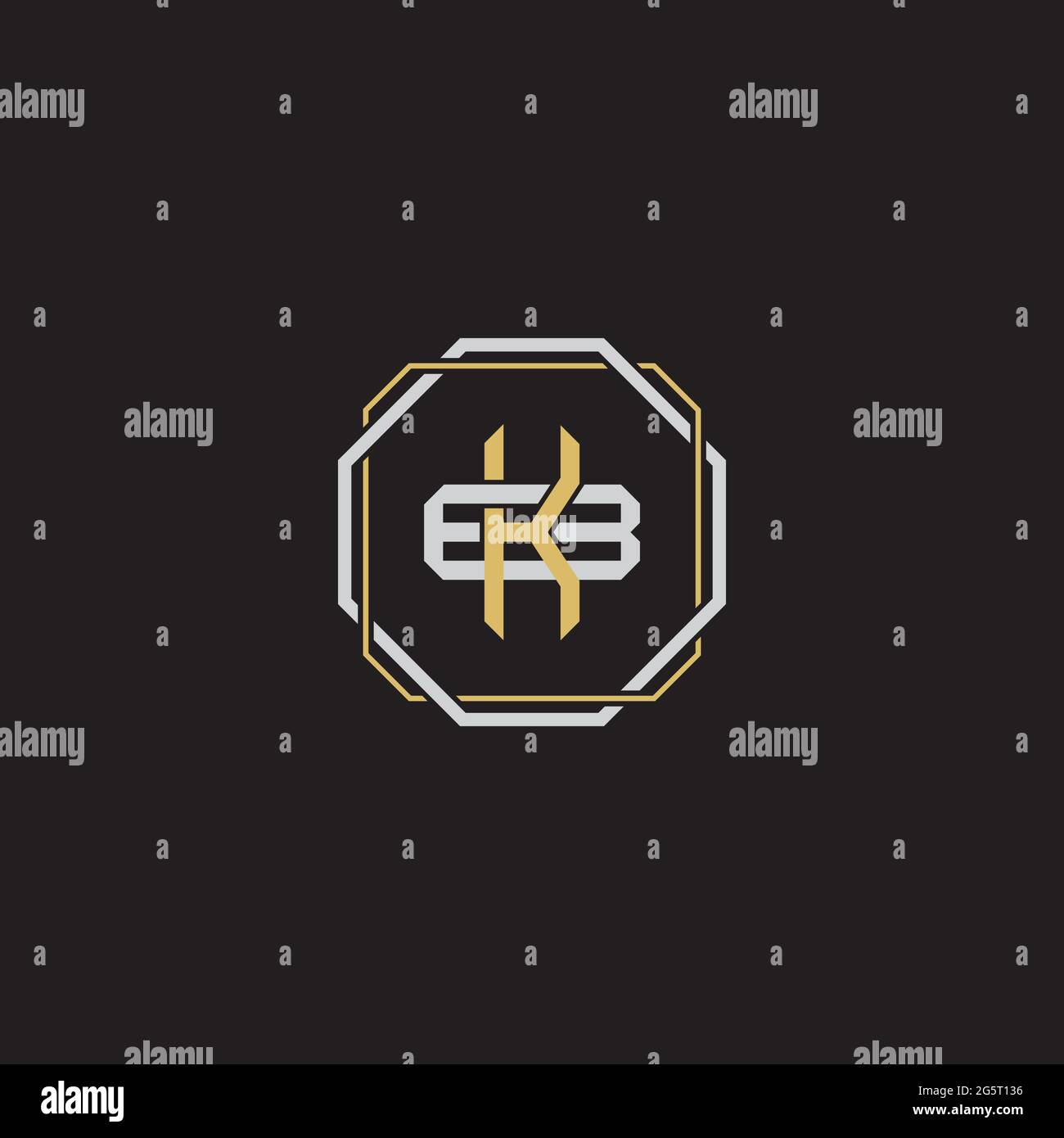Initial letter overlapping interlock logo monogram line art style isolated on black background template Stock Vector
