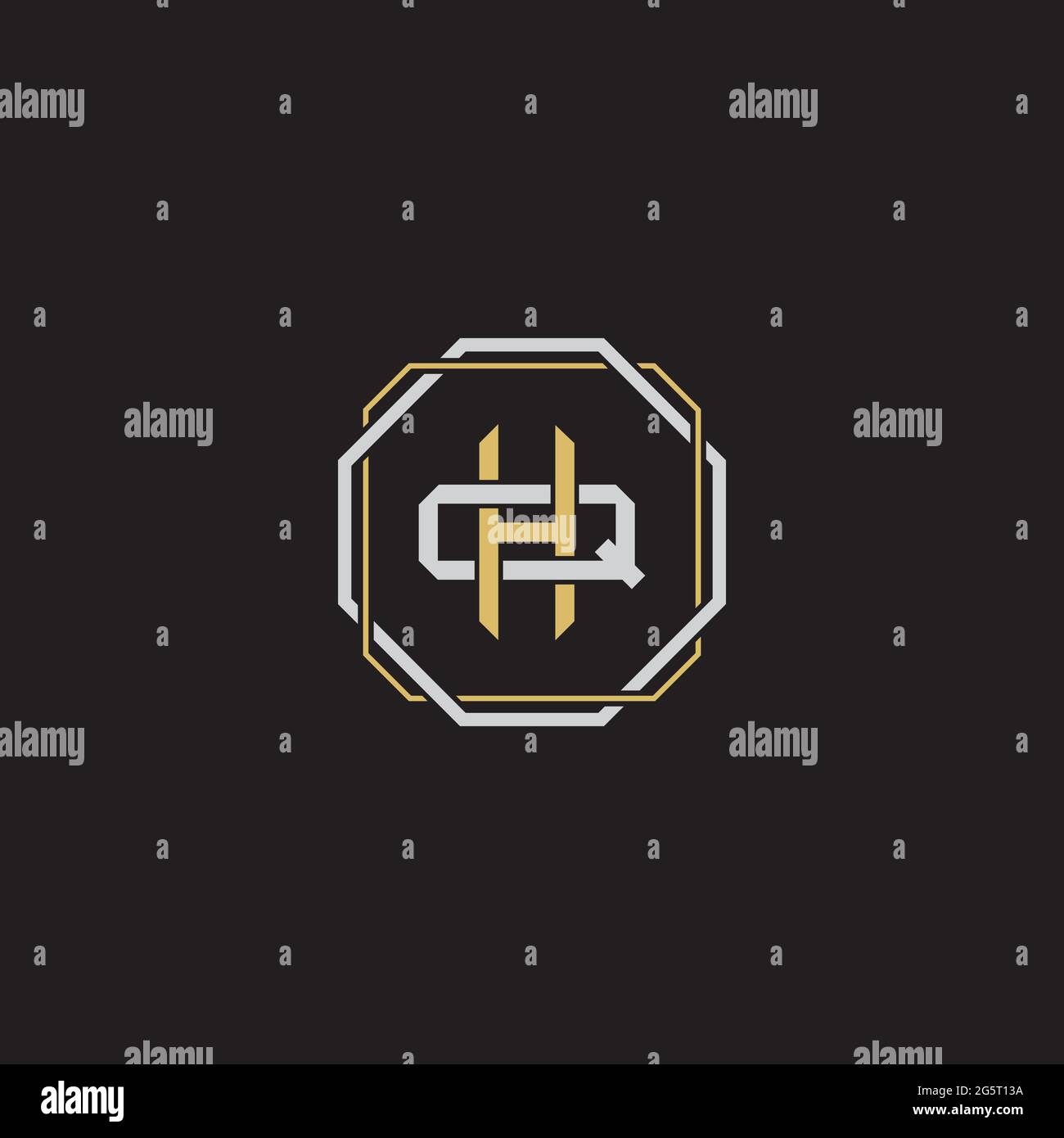 Initial letter overlapping interlock logo monogram line art style isolated on black background template Stock Vector