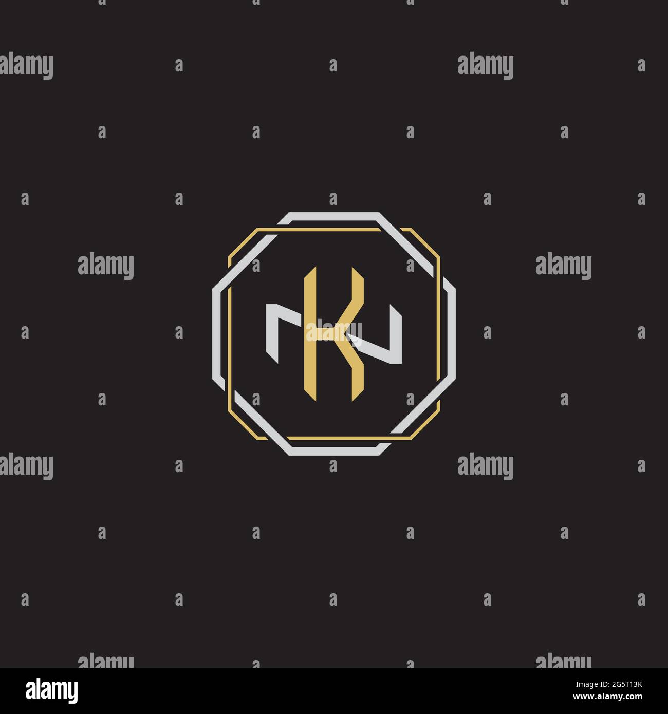 Initial letter overlapping interlock logo monogram line art style isolated on black background template Stock Vector