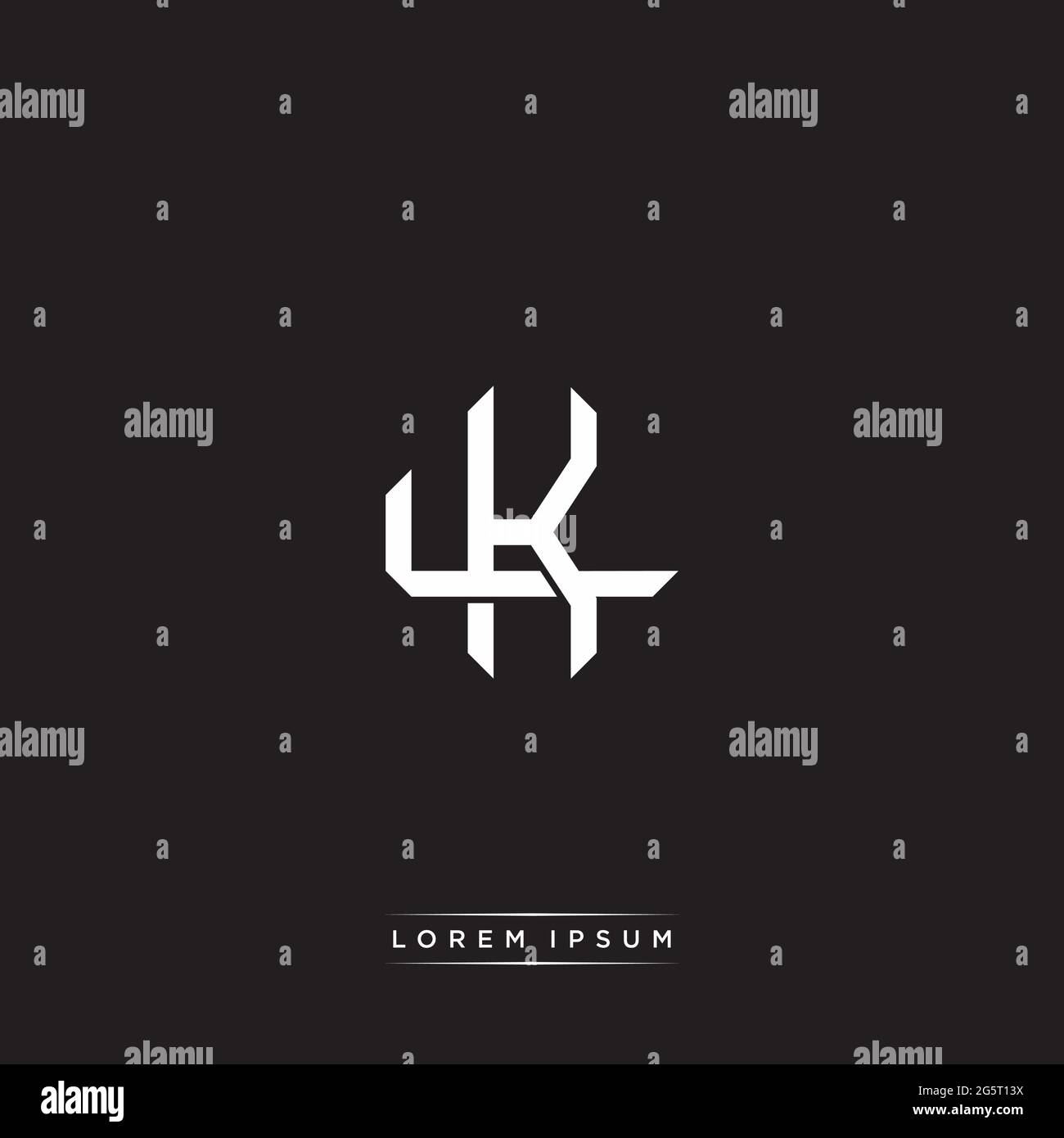 Initial letter overlapping interlock logo monogram line art style isolated on black background template Stock Vector