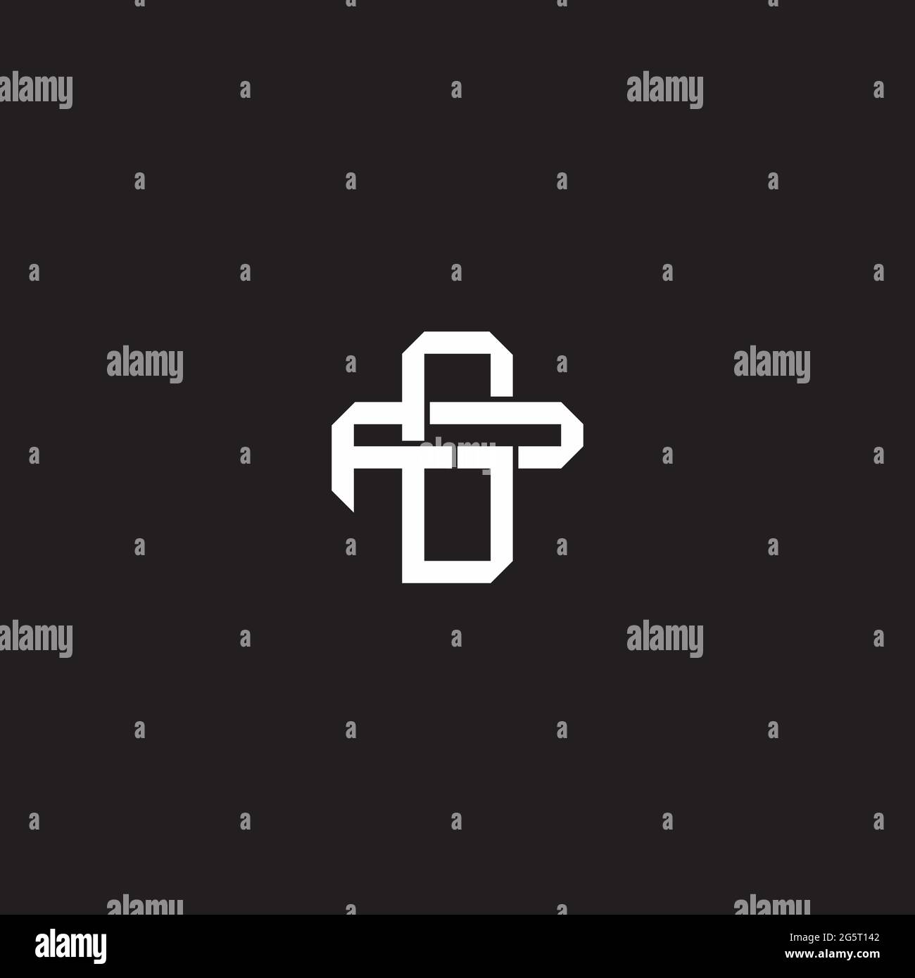 Initial letter overlapping interlock logo monogram line art style isolated on black background template Stock Vector