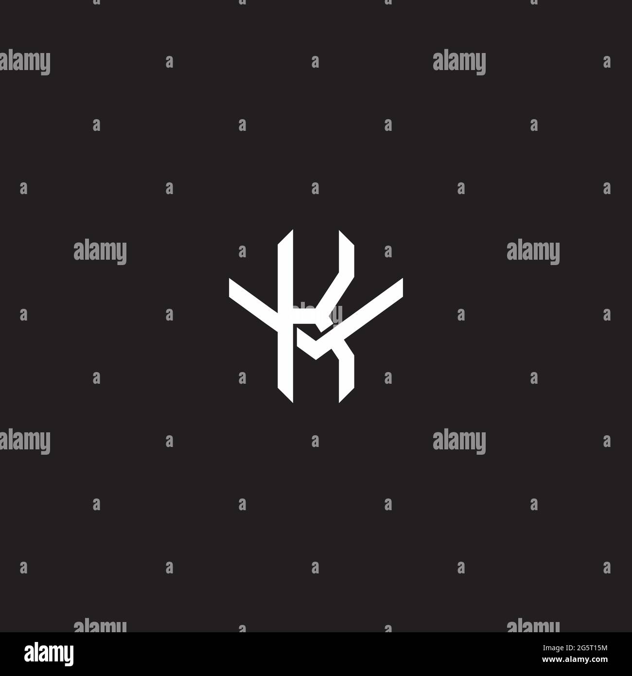 Initial letter overlapping interlock logo monogram line art style isolated on black background template Stock Vector