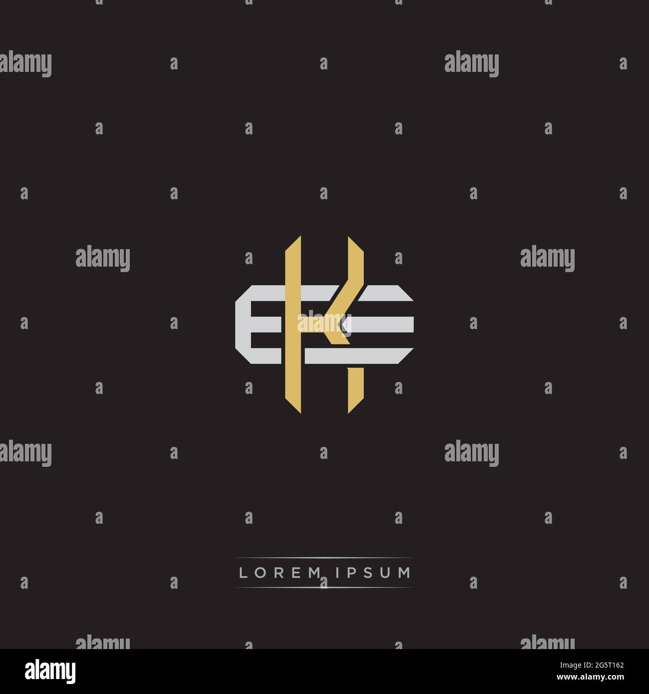 Initial letter overlapping interlock logo monogram line art style isolated on black background template Stock Vector