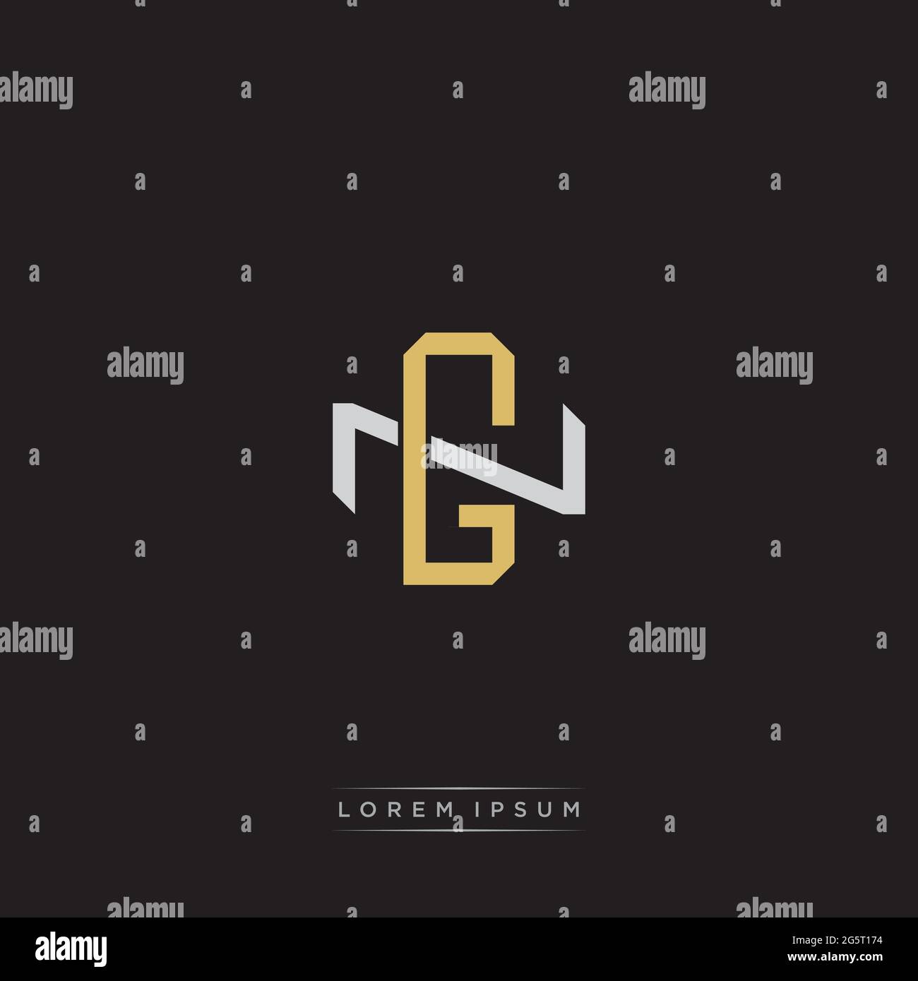 Initial letter overlapping interlock logo monogram line art style isolated on black background template Stock Vector