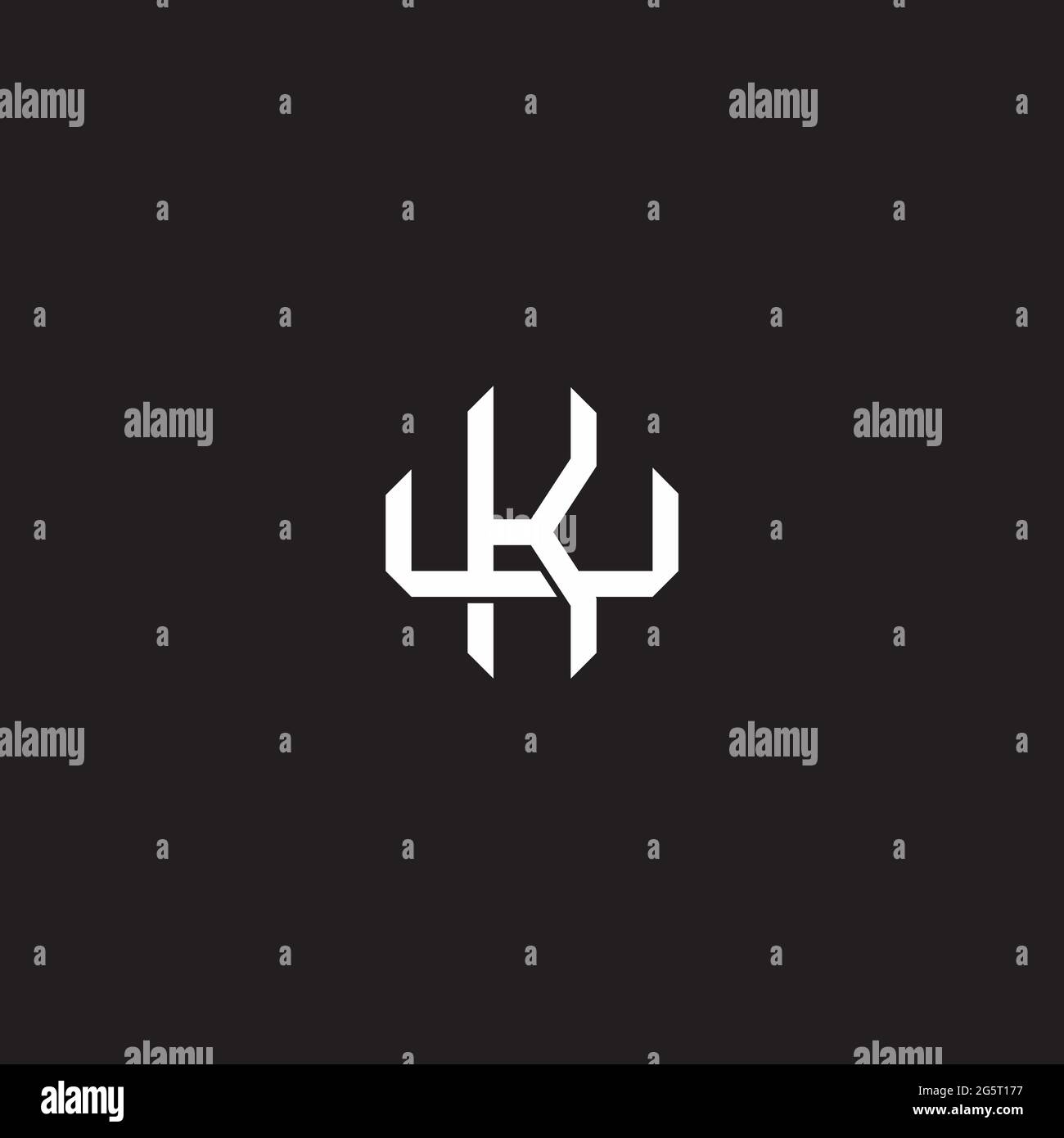 Initial letter overlapping interlock logo monogram line art style isolated on black background template Stock Vector