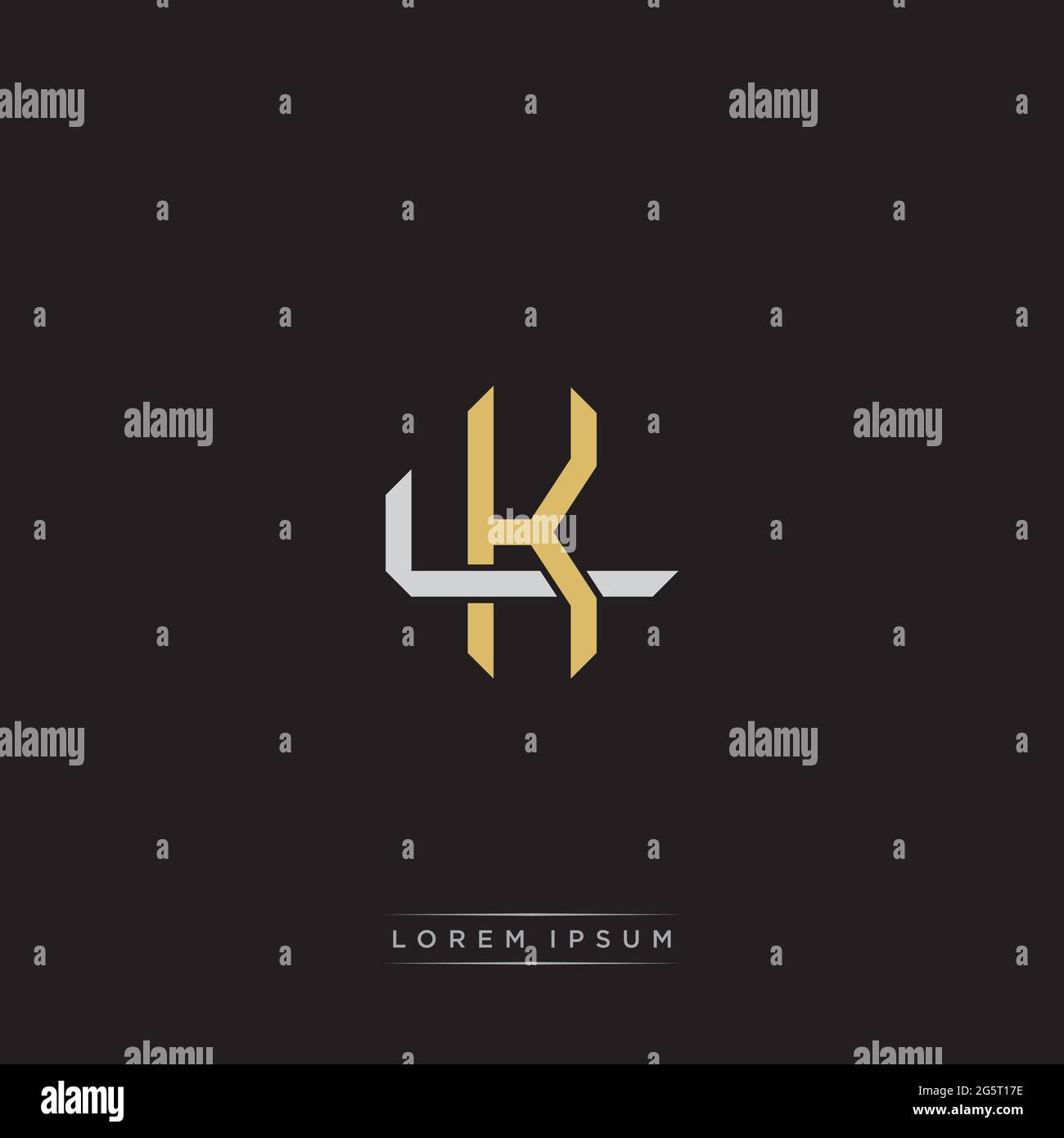 Initial letter overlapping interlock logo monogram line art style isolated on black background template Stock Vector