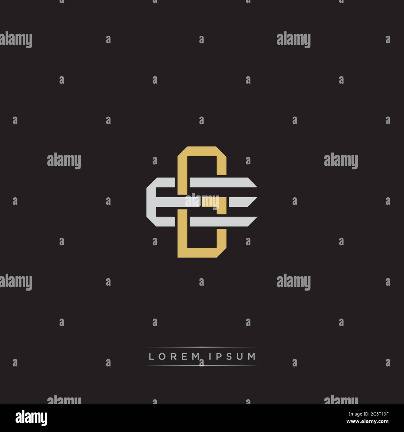 Initial letter overlapping interlock logo monogram line art style isolated on black background template Stock Vector