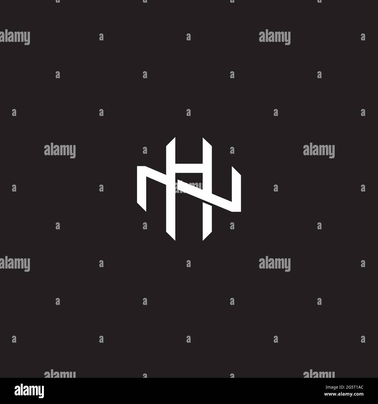 Initial letter overlapping interlock logo monogram line art style isolated on black background template Stock Vector