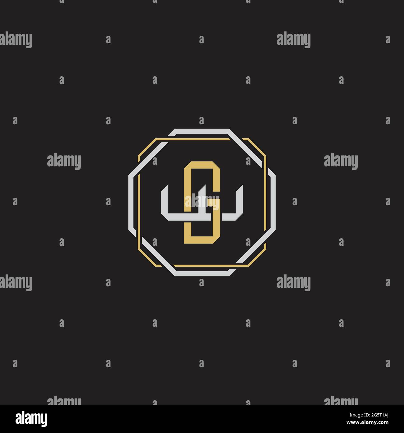 Initial letter overlapping interlock logo monogram line art style isolated on black background template Stock Vector