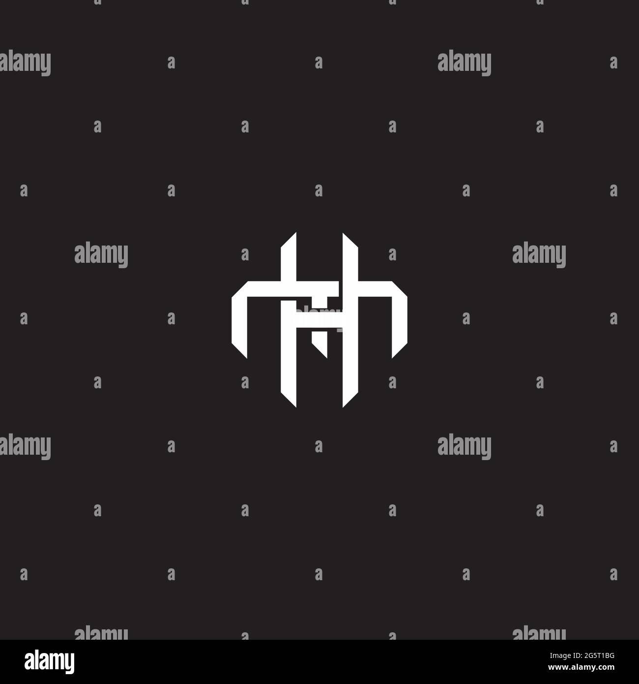 Initial letter overlapping interlock logo monogram line art style isolated on black background template Stock Vector