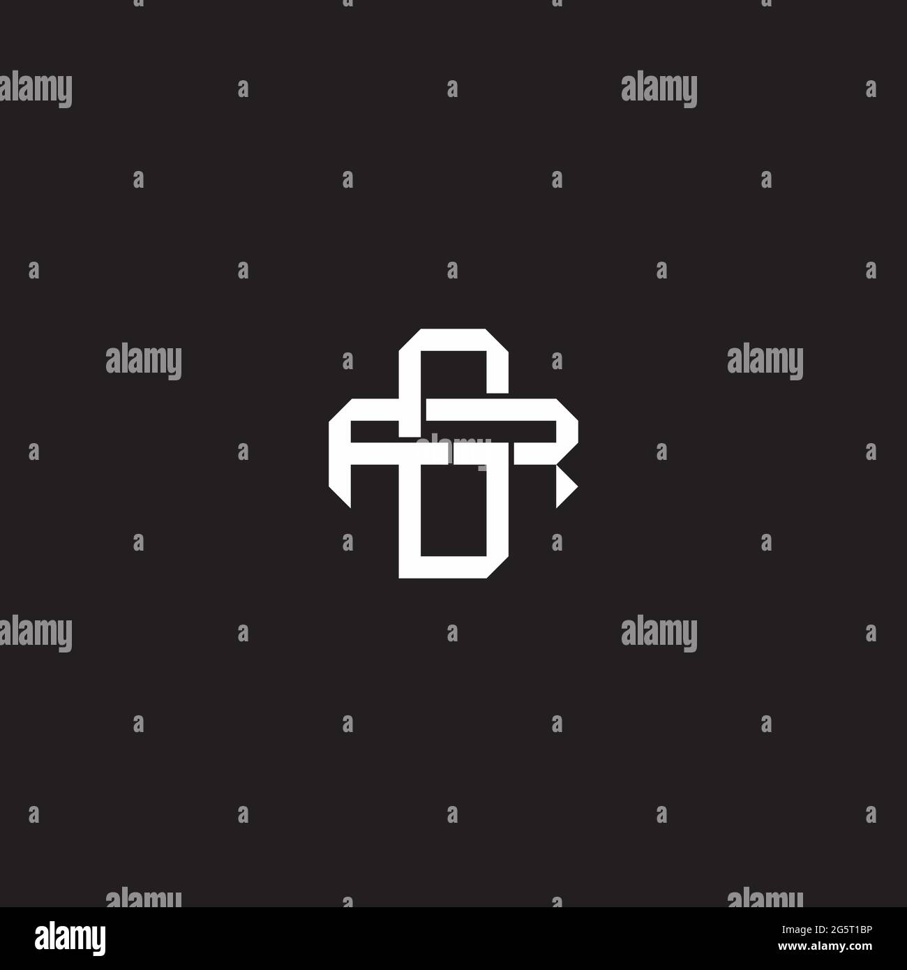 Initial letter overlapping interlock logo monogram line art style isolated on black background template Stock Vector