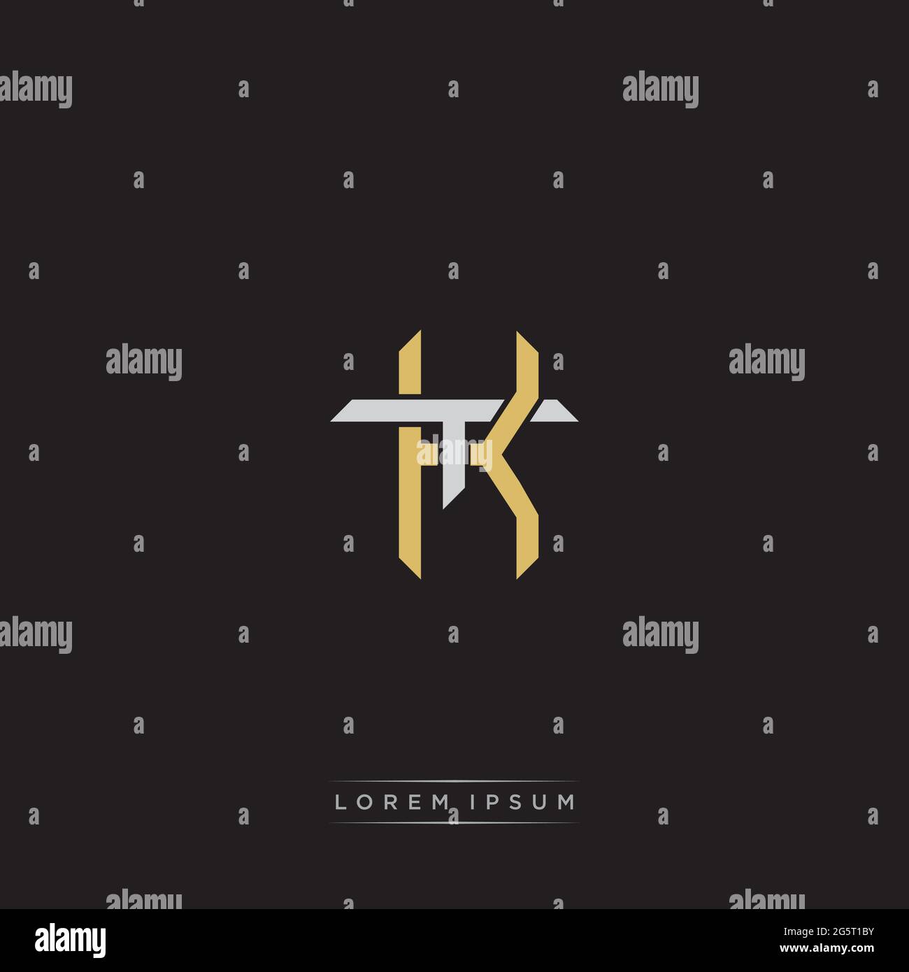 Initial letter overlapping interlock logo monogram line art style isolated on black background template Stock Vector