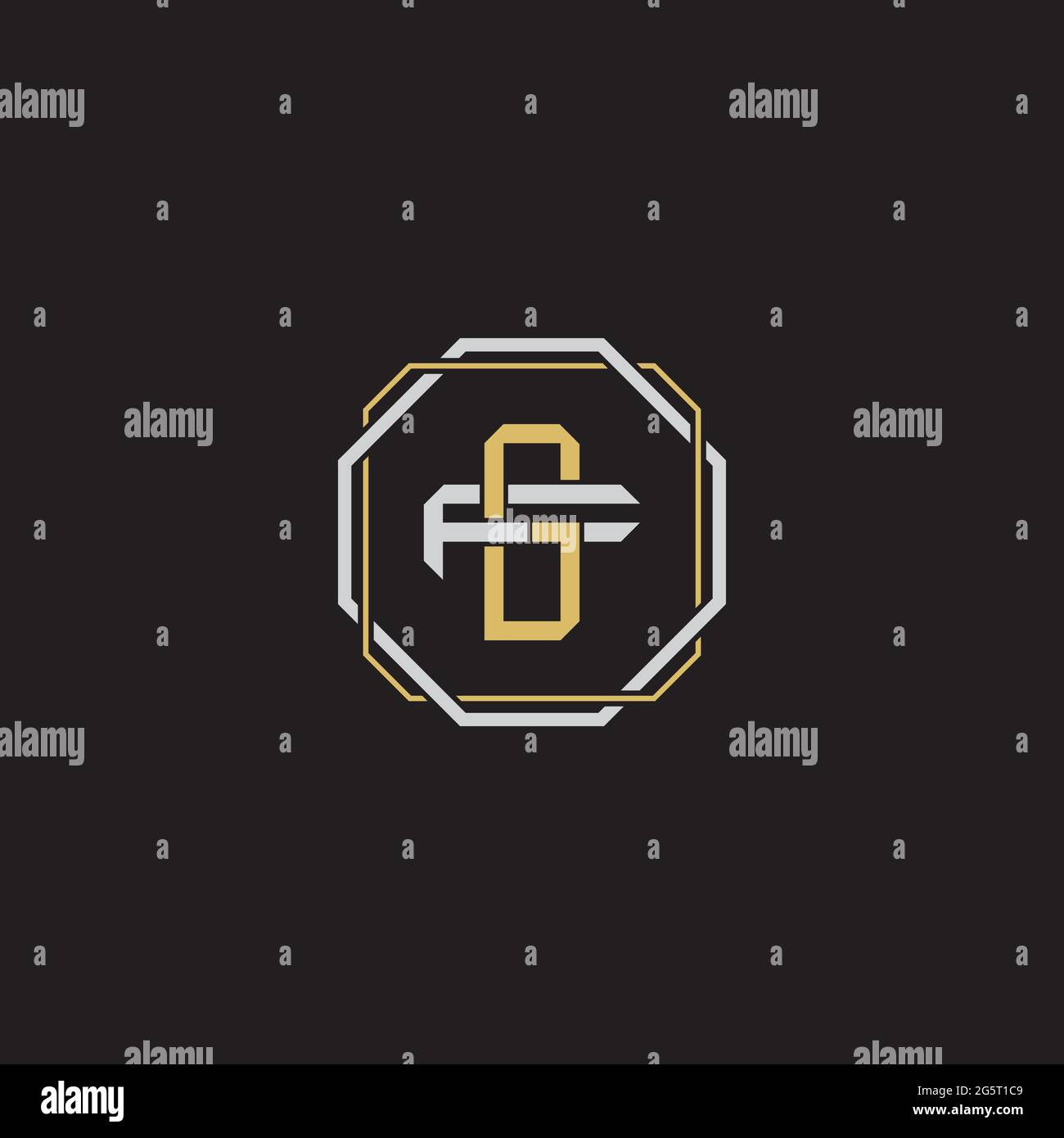 Initial letter overlapping interlock logo monogram line art style isolated on black background template Stock Vector