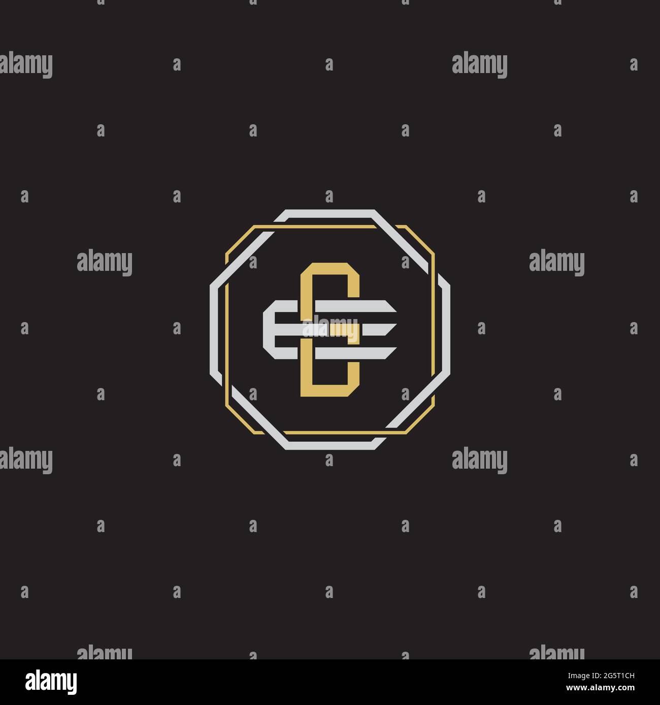 Initial letter overlapping interlock logo monogram line art style isolated on black background template Stock Vector