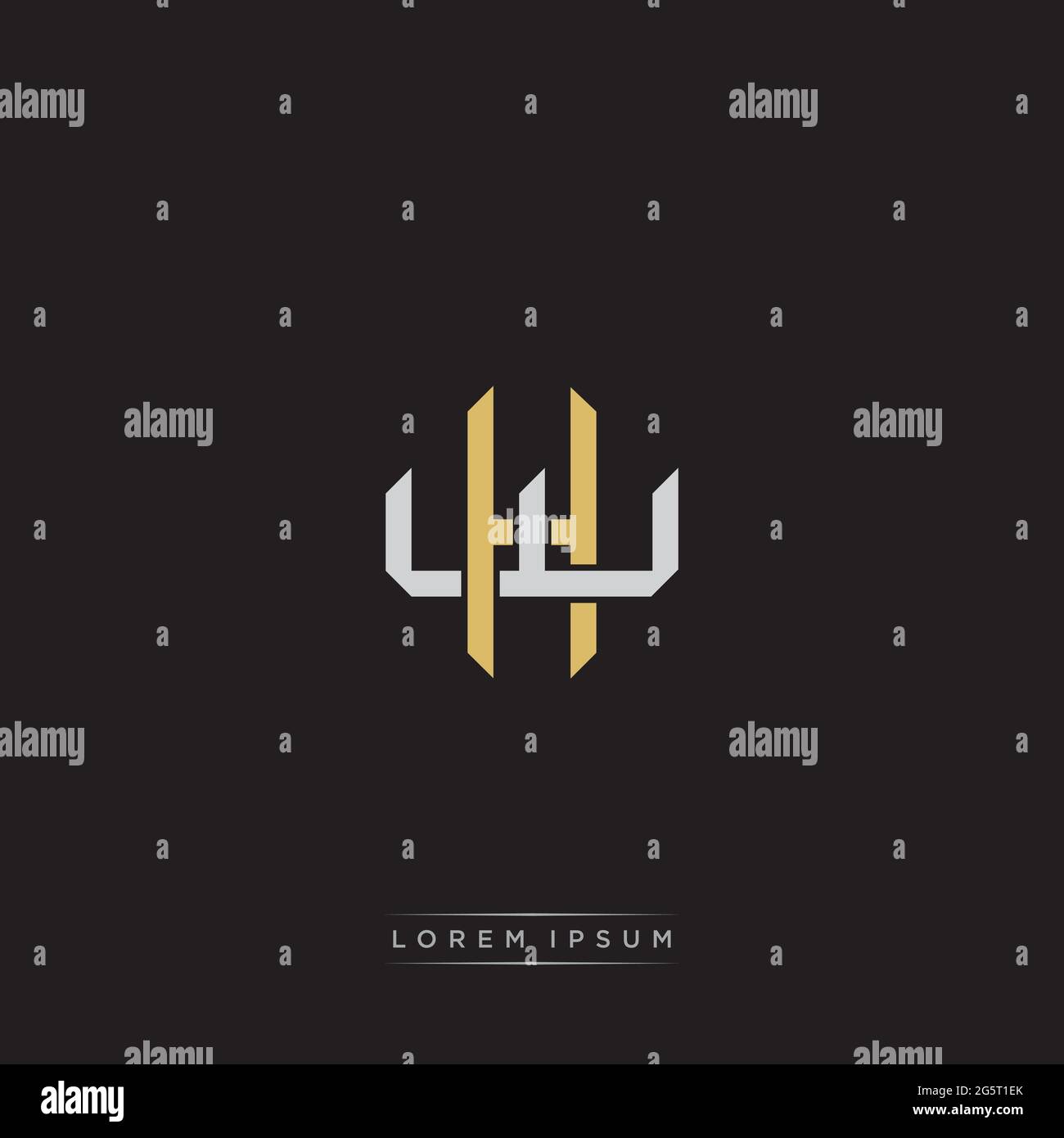 Initial letter overlapping interlock logo monogram line art style isolated on black background template Stock Vector