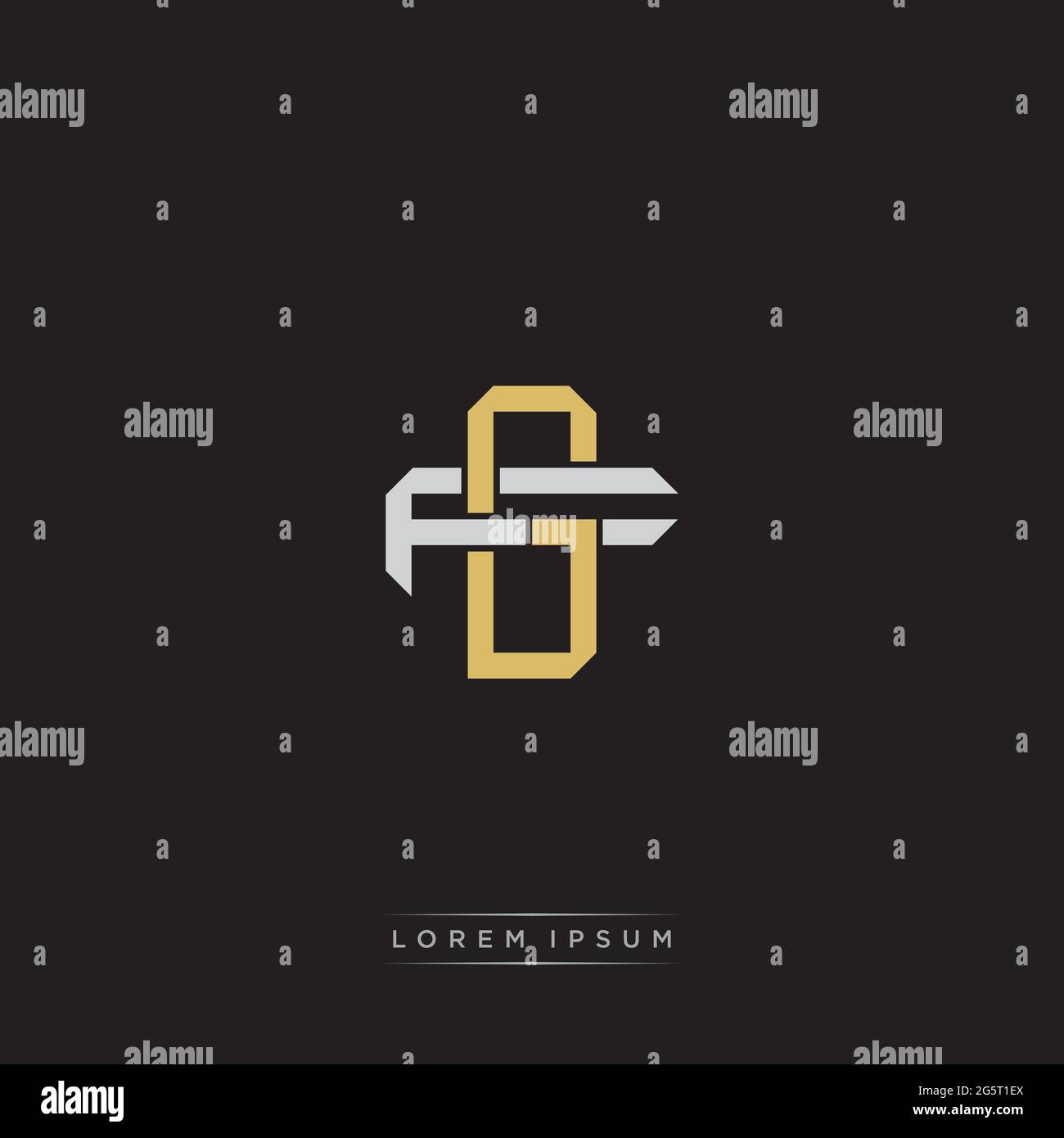 Initial letter overlapping interlock logo monogram line art style isolated on black background template Stock Vector