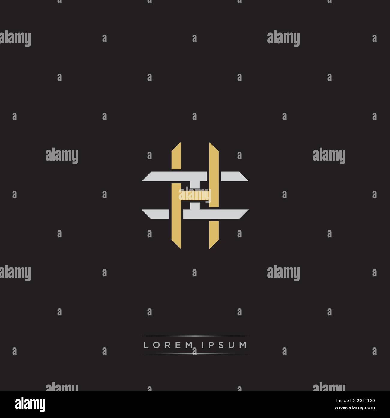 Initial letter overlapping interlock logo monogram line art style isolated on black background template Stock Vector