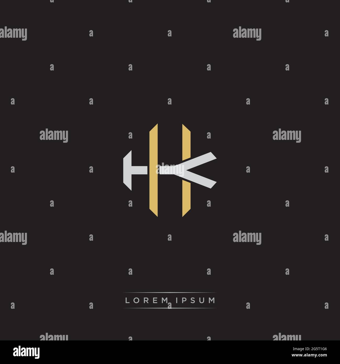 Initial letter overlapping interlock logo monogram line art style isolated on black background template Stock Vector