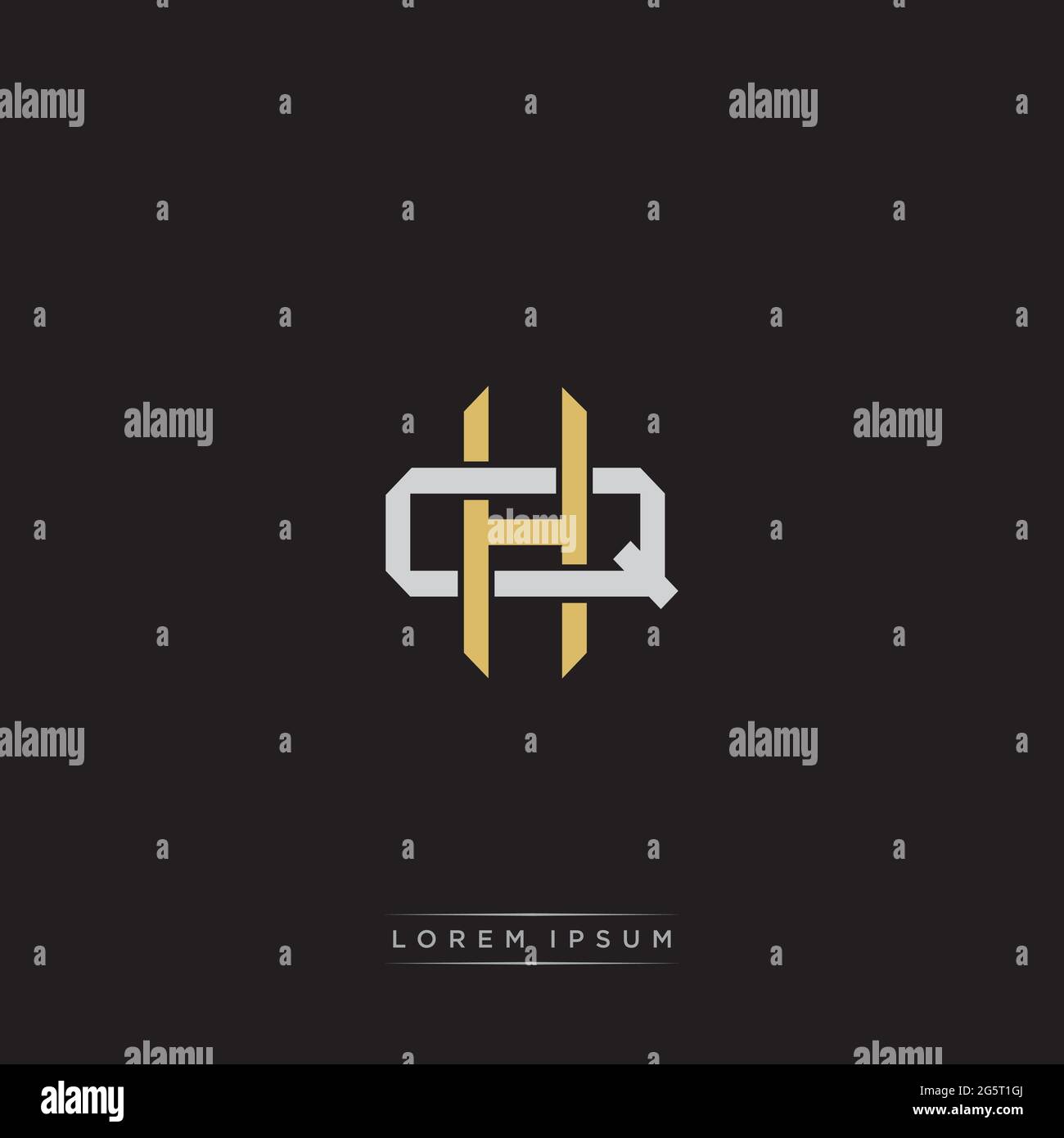 Initial letter overlapping interlock logo monogram line art style isolated on black background template Stock Vector