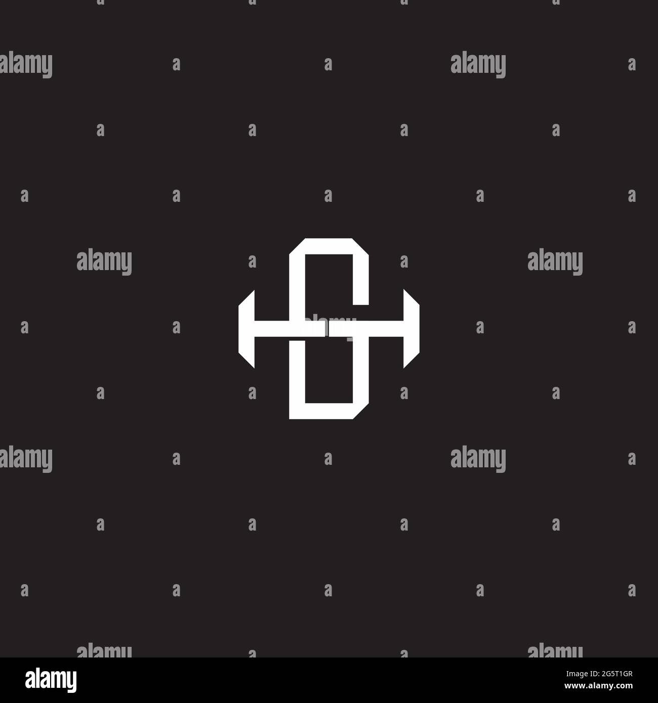 Initial letter overlapping interlock logo monogram line art style isolated on black background template Stock Vector