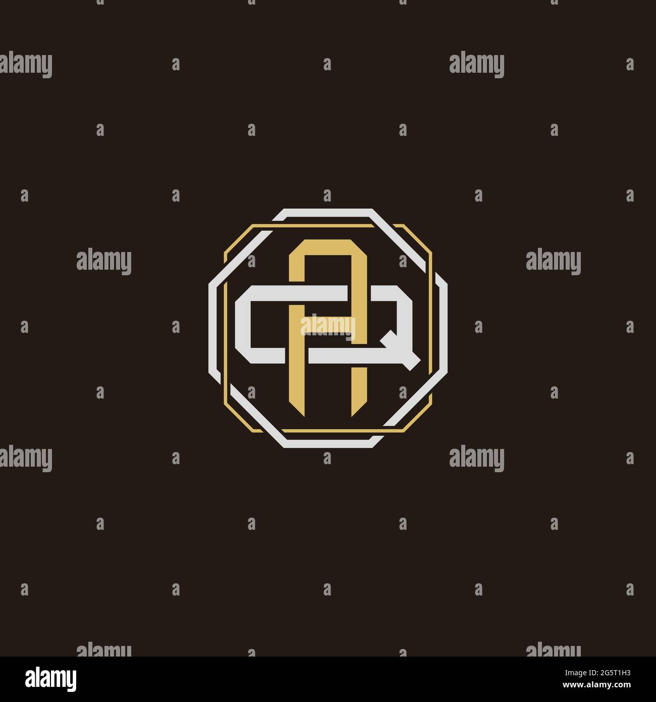 Initial letter overlapping interlock logo monogram line art style isolated on black background template Stock Vector