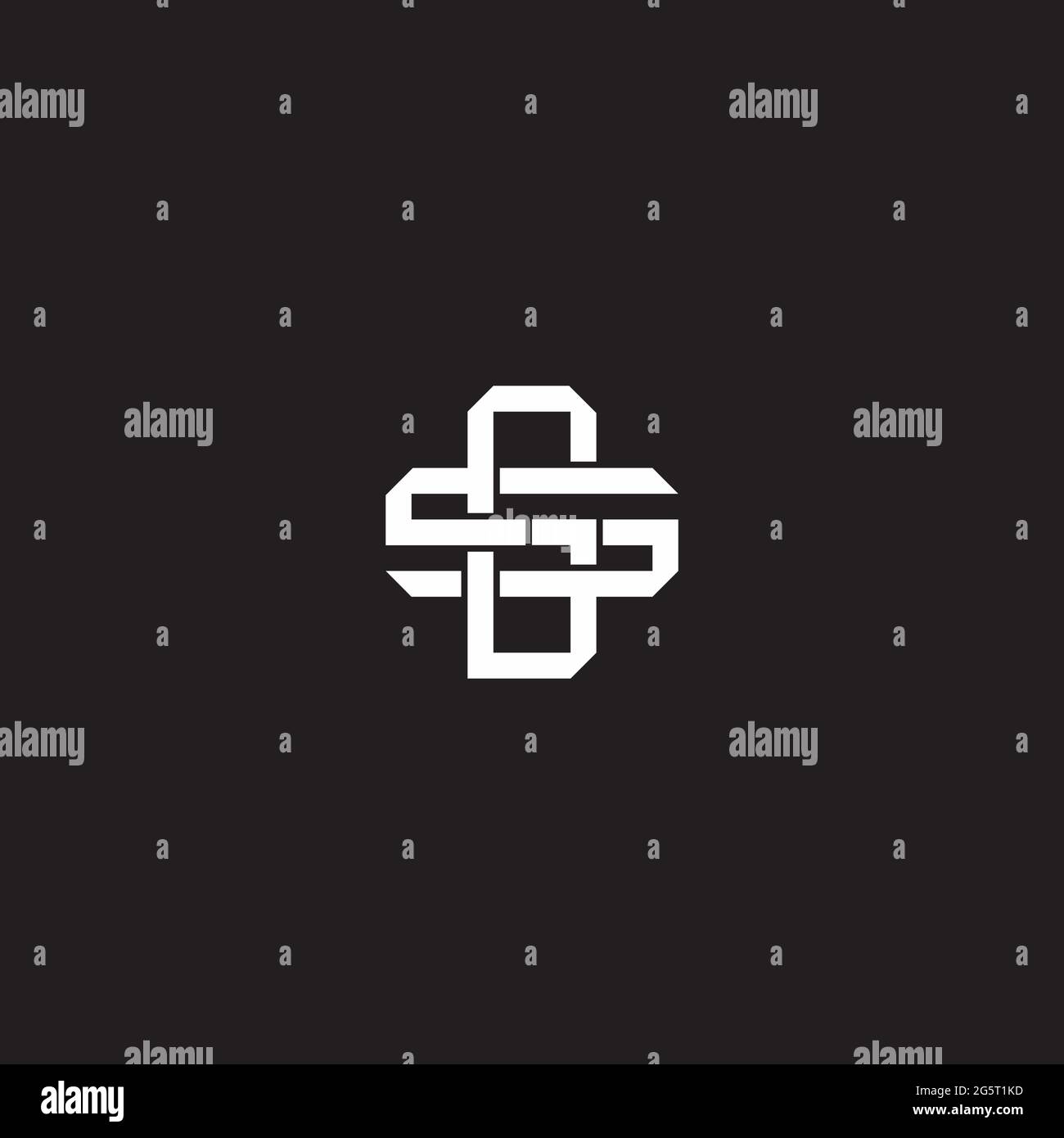 Initial letter overlapping interlock logo monogram line art style isolated on black background template Stock Vector